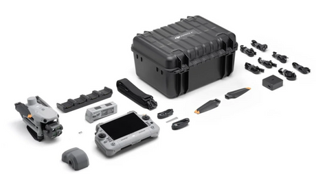 DJI Matrice 4T complete kit contents including aircraft, RC Plus 2 controller, battery, charging hub, and case