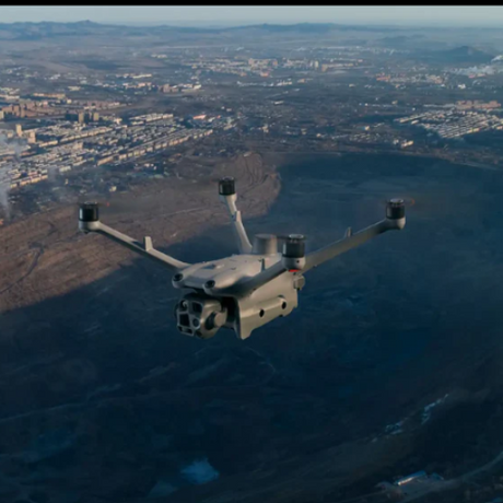 DJI Matrice 4TD thermal drone in flight during an aerial industrial inspection