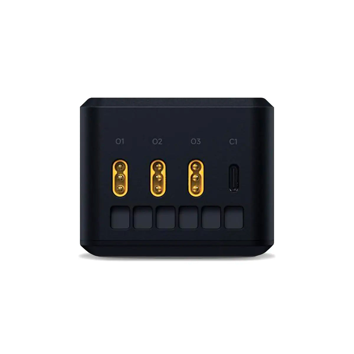 Stealth PowerHub charger showing three battery output ports and USB-C port