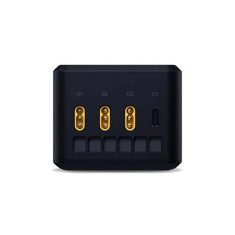 Stealth PowerHub charger showing three battery output ports and USB-C port