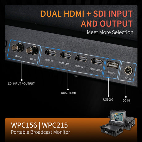 HDMI and SDI ports on the Stealth Tactical Vision 21.5 inch field monitor